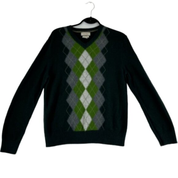 Banana Republic Olive Green Argyle Cashmere-Blend Men's Sweater Size M - Picture 1 of 12